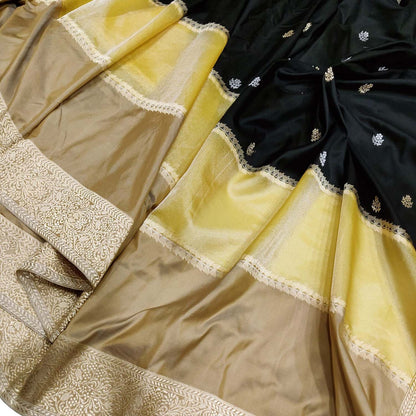 Multicolor Handloom Banarasi Pure Katan Tissue Tussar Silk Saree - Luxurion World