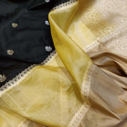 Multicolor Handloom Banarasi Pure Katan Tissue Tussar Silk Saree - Luxurion World