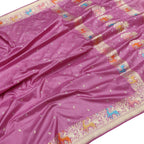 Pink Handloom Banarasi Pure Katan Silk Animal Design Meenakari Saree - Luxurion World