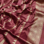 Maroon Handloom Banarasi Pure Katan Silk Leaf & Flower Design Saree - Luxurion World