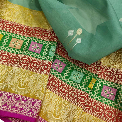 Green Handloom Banarasi Pure Kora Silk Saree - Luxurion World