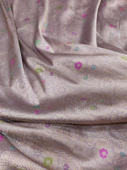 Exquisite Purple Handloom Banarasi Pure Katan Silk Flower Design Meenakari Saree - Luxurion World
