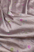 Exquisite Purple Handloom Banarasi Pure Katan Silk Flower Design Meenakari Saree - Luxurion World