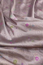 Exquisite Purple Handloom Banarasi Pure Katan Silk Flower Design Meenakari Saree - Luxurion World
