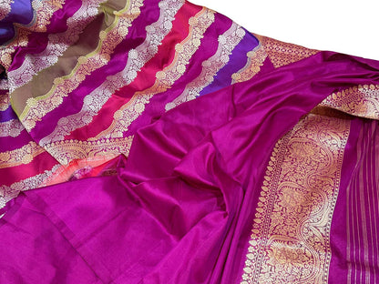 Vibrant Handloom Rangkat Banarasi Silk Saree