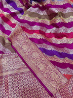 Multicolor Handloom Rangkat Banarasi Pure Katan Silk Saree - Luxurion World