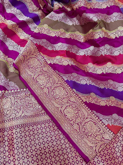 Vibrant Handloom Rangkat Banarasi Silk Saree