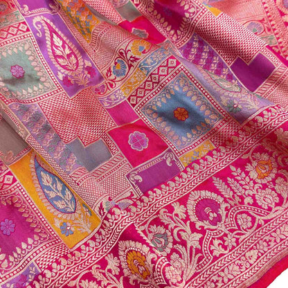 Exquisite Multicolor Handloom Banarasi Silk Saree