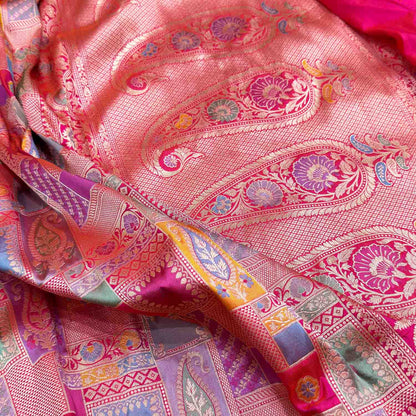 Exquisite Multicolor Handloom Banarasi Silk Saree