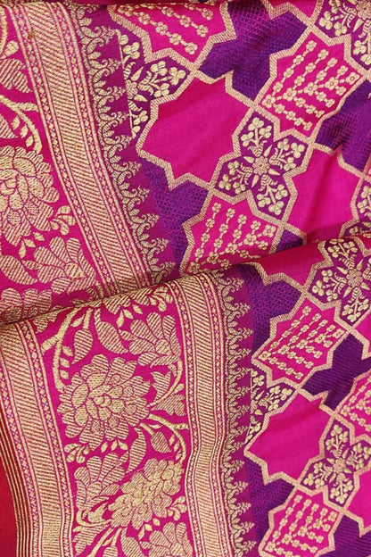 Exquisite Pink Handloom Banarasi Katan Silk Saree