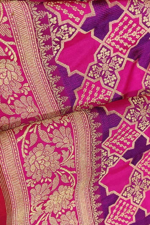 Exquisite Pink Handloom Banarasi Pure Katan Silk Saree - Luxurion World