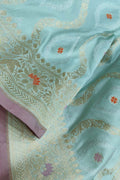 Blue Blue Handloom Banarasi Pure Katan Silk Flower Design Saree - Luxurion World