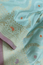 Blue Blue Handloom Banarasi Pure Katan Silk Flower Design Saree - Luxurion World