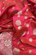 Exquisite Red Shot Handloom Banarasi Pure Katan Silk Saree - Luxurion World