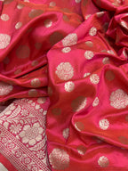 Exquisite Red Shot Handloom Banarasi Pure Katan Silk Saree - Luxurion World