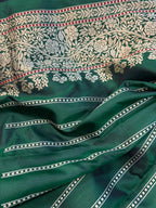 Exquisite Green Handloom Banarasi Pure Katan Silk Flower Design Saree - Luxurion World