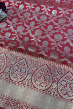 Exquisite Red Handloom Banarasi Pure Katan Silk Saree - Luxurion World