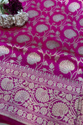 Pink Handloom Banarasi Pure Katan Silk Saree - Luxurion World