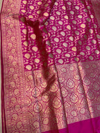 Pink Handloom Banarasi Pure Katan Silk Saree - Luxurion World