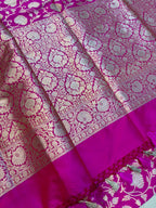 Pink Handloom Banarasi Pure Katan Silk Saree - Luxurion World