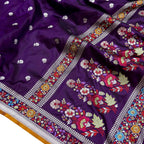 Purple Pure Katan Silk Banarasi Handloom Kadwa Meenakari Work Border Saree - Luxurion World