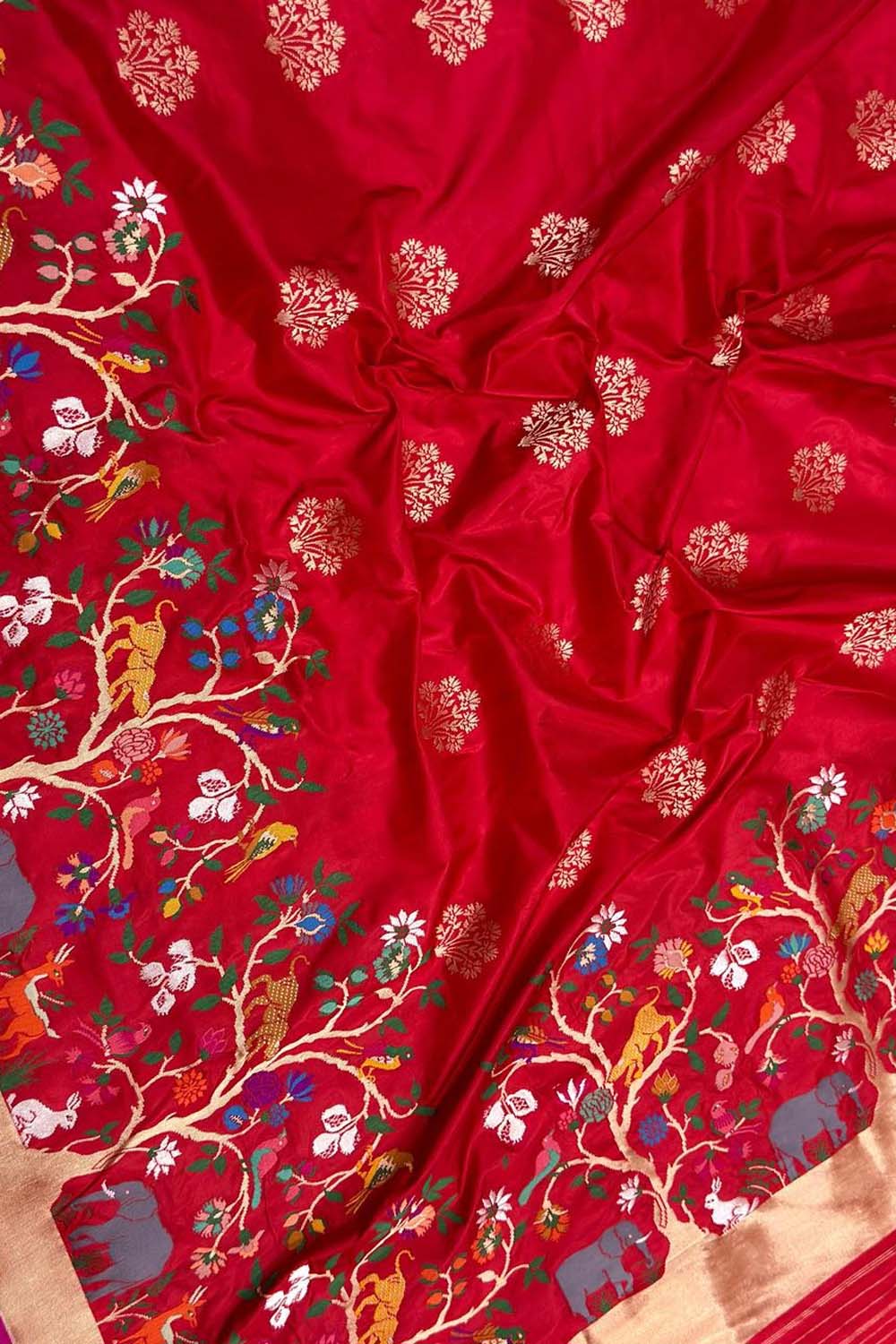 Pink Pure Katan Silk Banarasi Handloom Meenakari Work Saree - Luxurion World