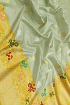 Green Pure Kora Tissue Silk Handloom Banarasi Woven Meenakari Skirt Border Saree - Luxurion World