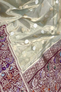 Grey Pure Kora Tissue Silk Handloom Banarasi Woven Meenakari Skirt Border Saree - Luxurion World