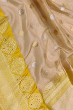 Pastel Pure Kora Tissue Silk Handloom Banarasi Woven Meenakari Skirt Border Saree - Luxurion World