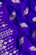 Purple Handloom Banarasi Pure Katan Silk Leaf Design Saree - Luxurion World