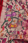 Pink Handloom Banarasi Pure Katan Silk Bird And Flower Design Saree - Luxurion World