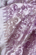 Purple Handloom Banarasi Pure Kora Silk Flower Design Saree - Luxurion World