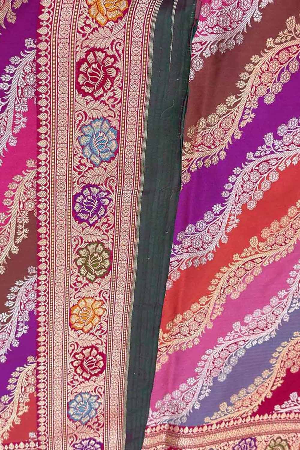 Multicolor Handloom Banarasi Pure Katan Silk Rangkat Saree