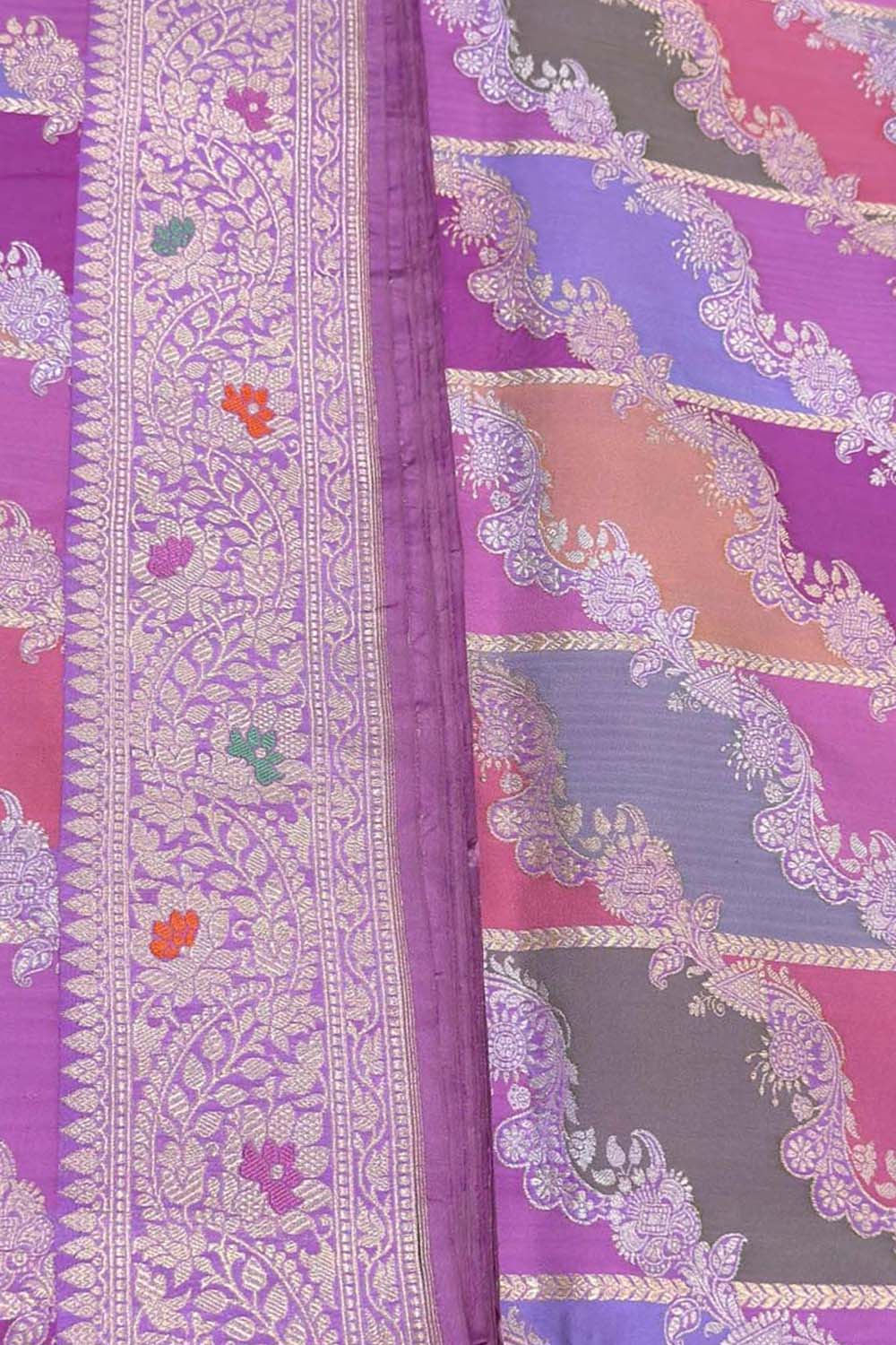 Multicolor Handloom Banarasi Pure Katan Silk Rangkat Saree