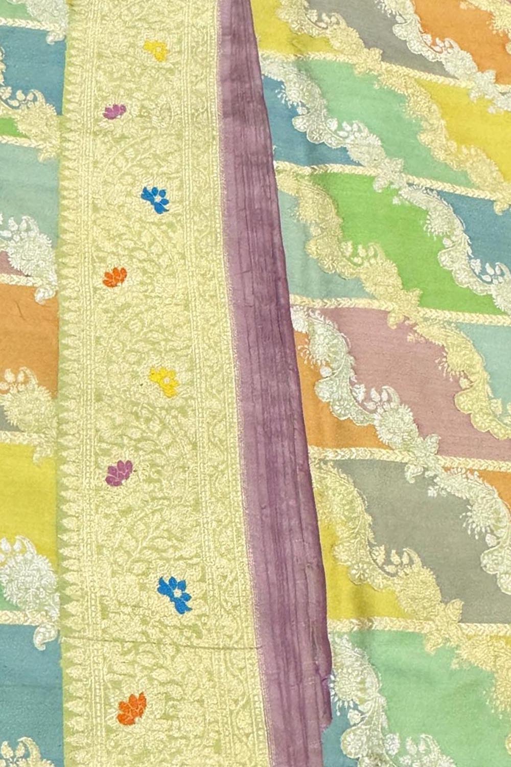Multicolor Handloom Banarasi Pure Katan Silk Rangkat Saree