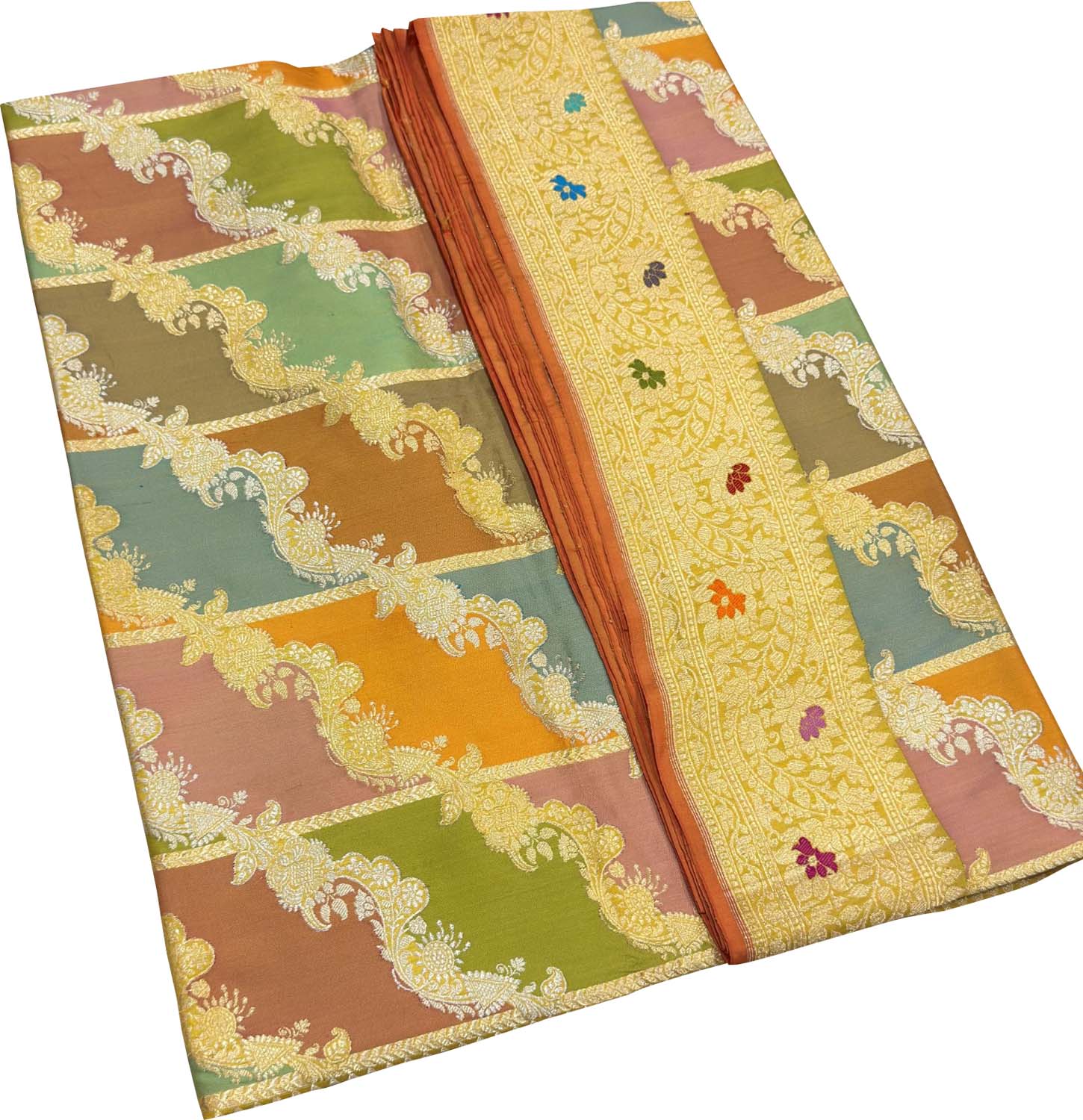 Multicolor Handloom Banarasi Pure Katan Silk Rangkat Saree