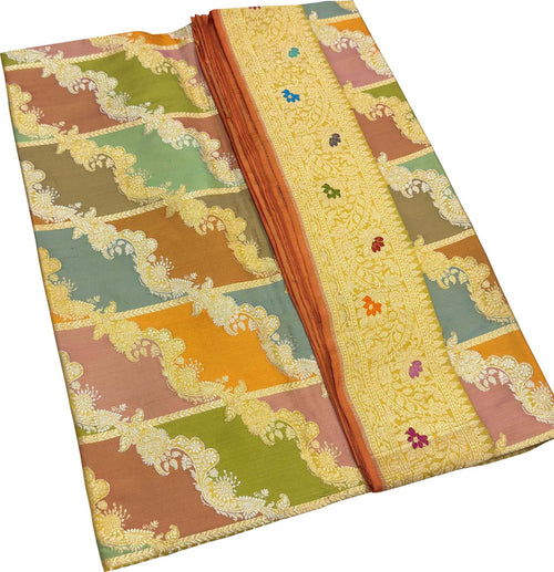 Multicolor Handloom Banarasi Pure Katan Silk Rangkat Saree