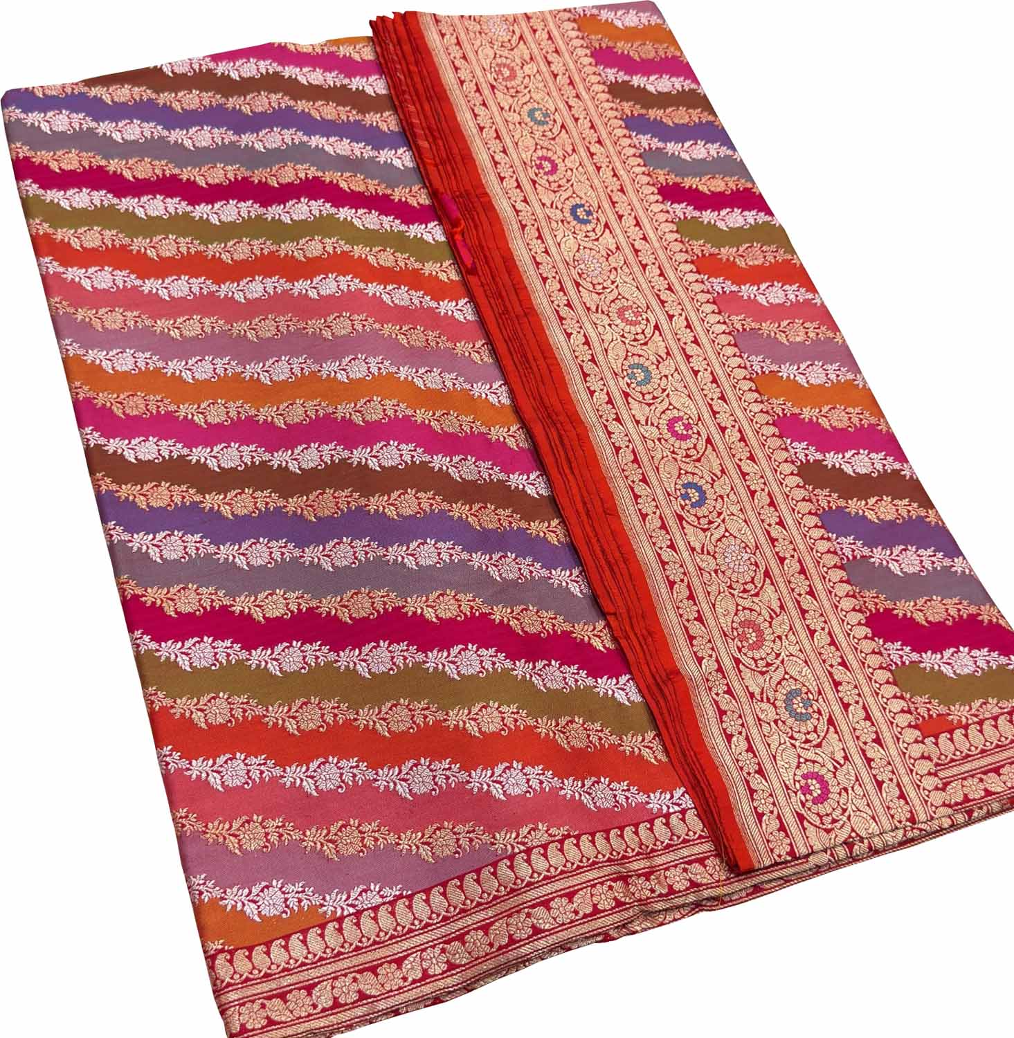 Multicolor Handloom Banarasi Pure Katan Silk Rangkat Saree