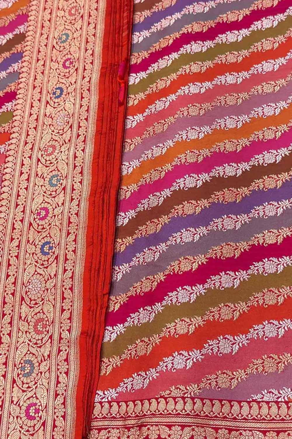 Multicolor Handloom Banarasi Pure Katan Silk Rangkat Saree