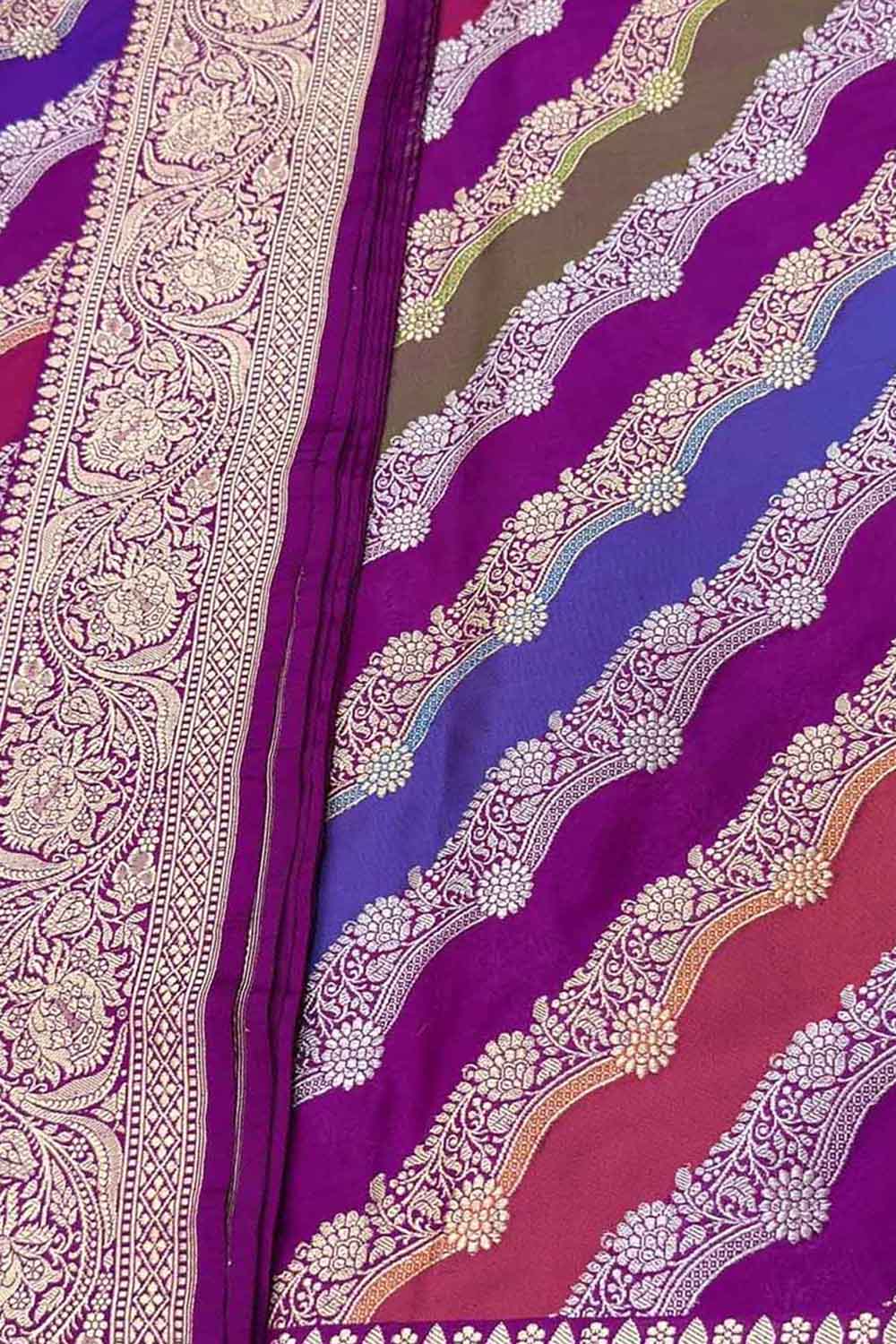 Multicolor Handloom Banarasi Pure Katan Silk Rangkat Saree