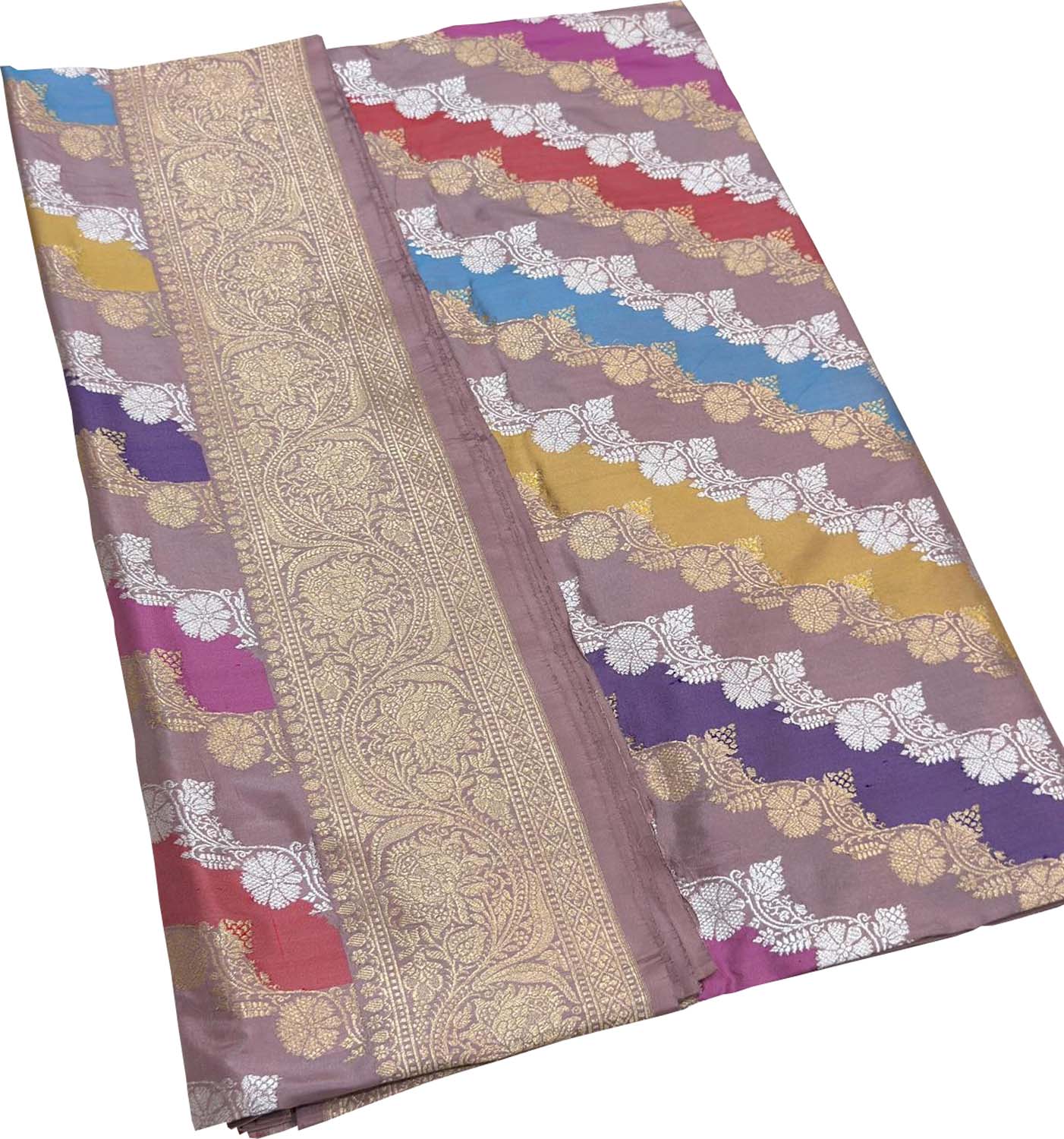 Multicolor Handloom Banarasi Pure Katan Silk Rangkat Saree