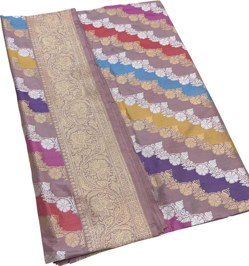 Multicolor Handloom Banarasi Pure Katan Silk Rangkat Saree
