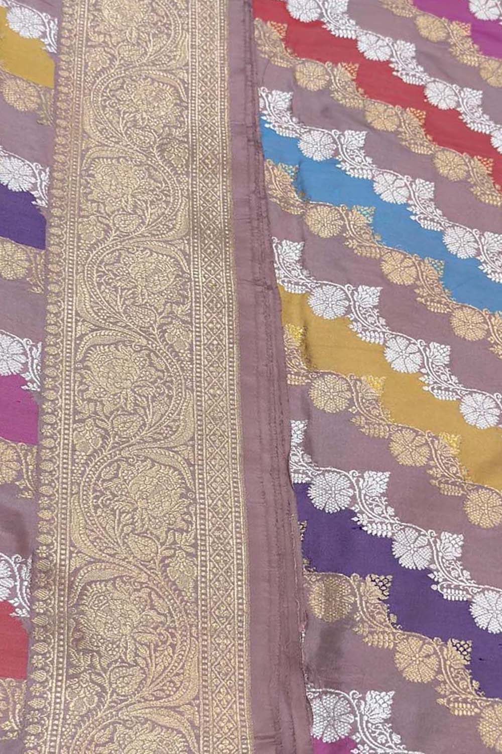 Multicolor Handloom Banarasi Pure Katan Silk Rangkat Saree
