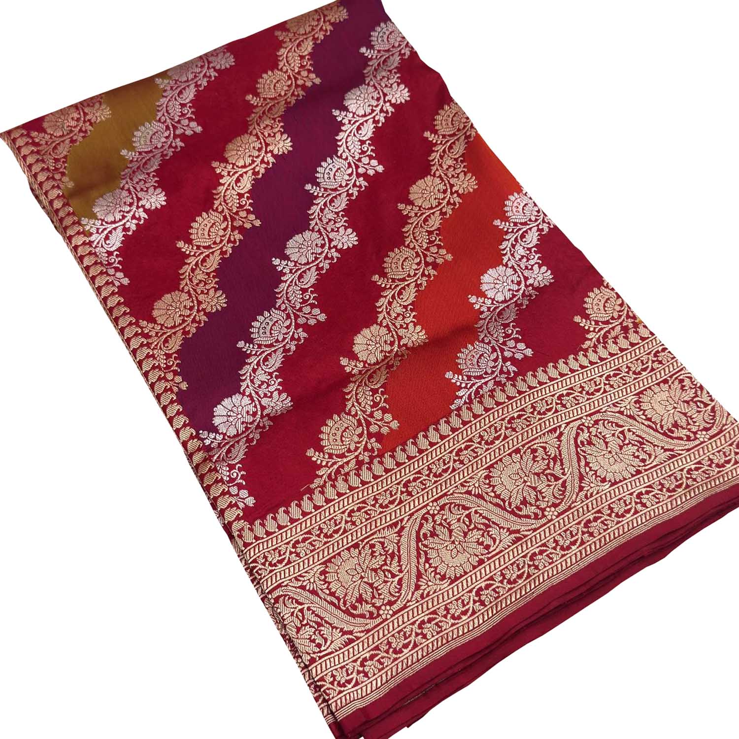Multicolor Handloom Banarasi Pure Katan Silk Rangkat Saree