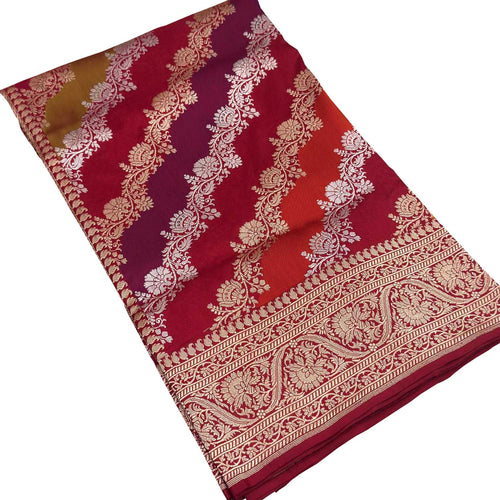 Multicolor Handloom Banarasi Pure Katan Silk Rangkat Saree
