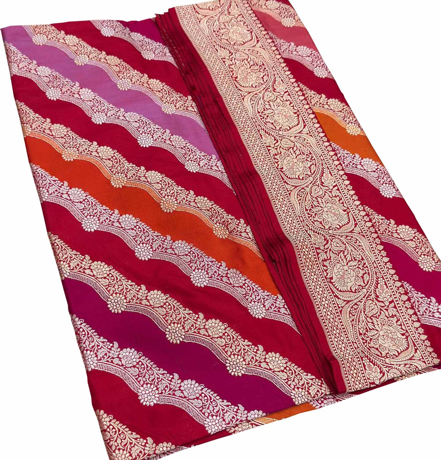 Multicolor Handloom Banarasi Pure Katan Silk Rangkat Saree