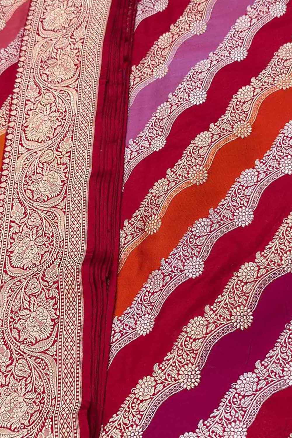 Multicolor Handloom Banarasi Pure Katan Silk Rangkat Saree