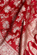 Red Handloom Banarasi Pure Katan Silk Saree