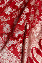 Red Handloom Banarasi Pure Katan Silk Saree