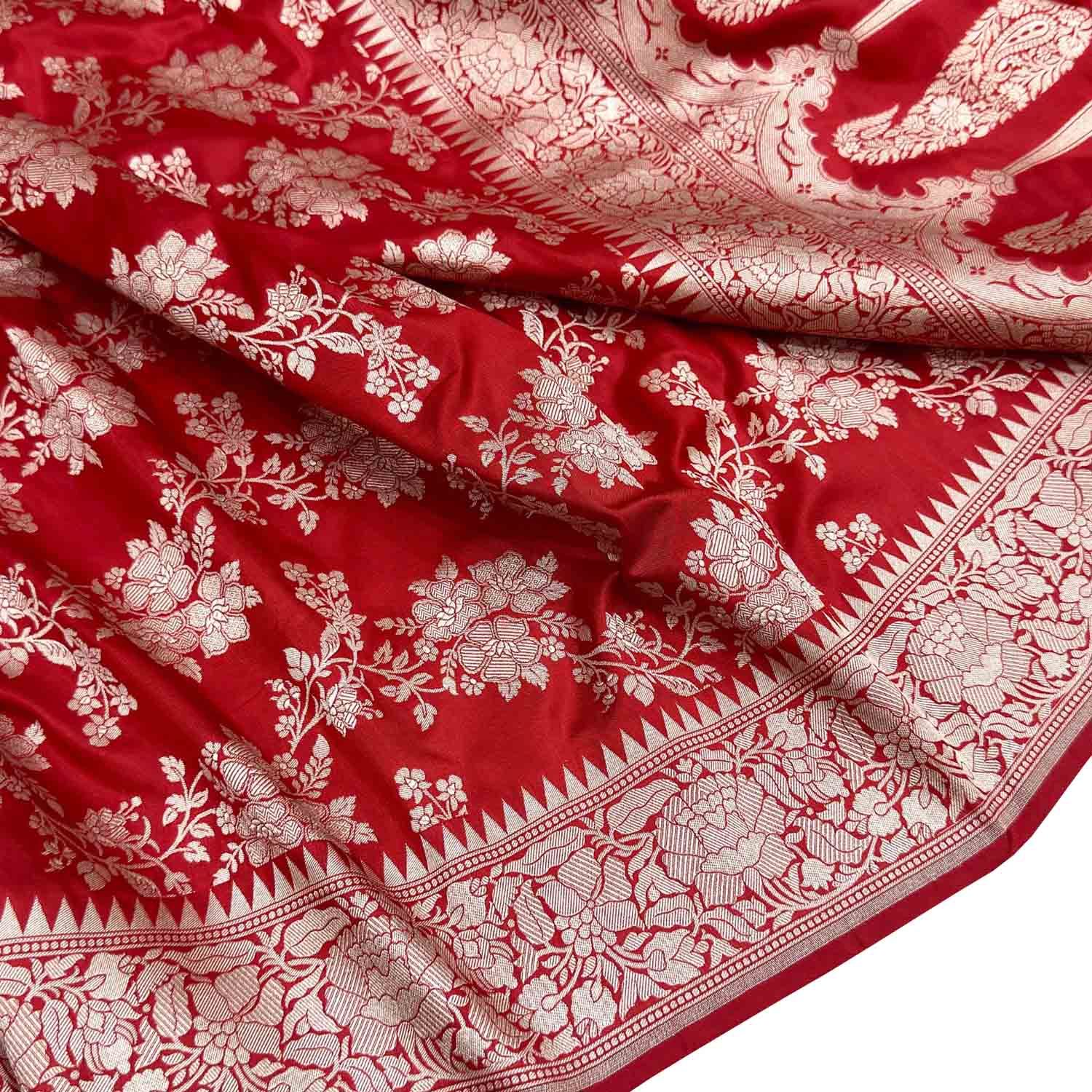 Red Handloom Banarasi Pure Katan Silk Saree